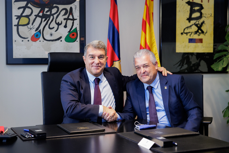 Reunió de la PBR La Roca amb el president del FC Barcelona, Joan Laporta