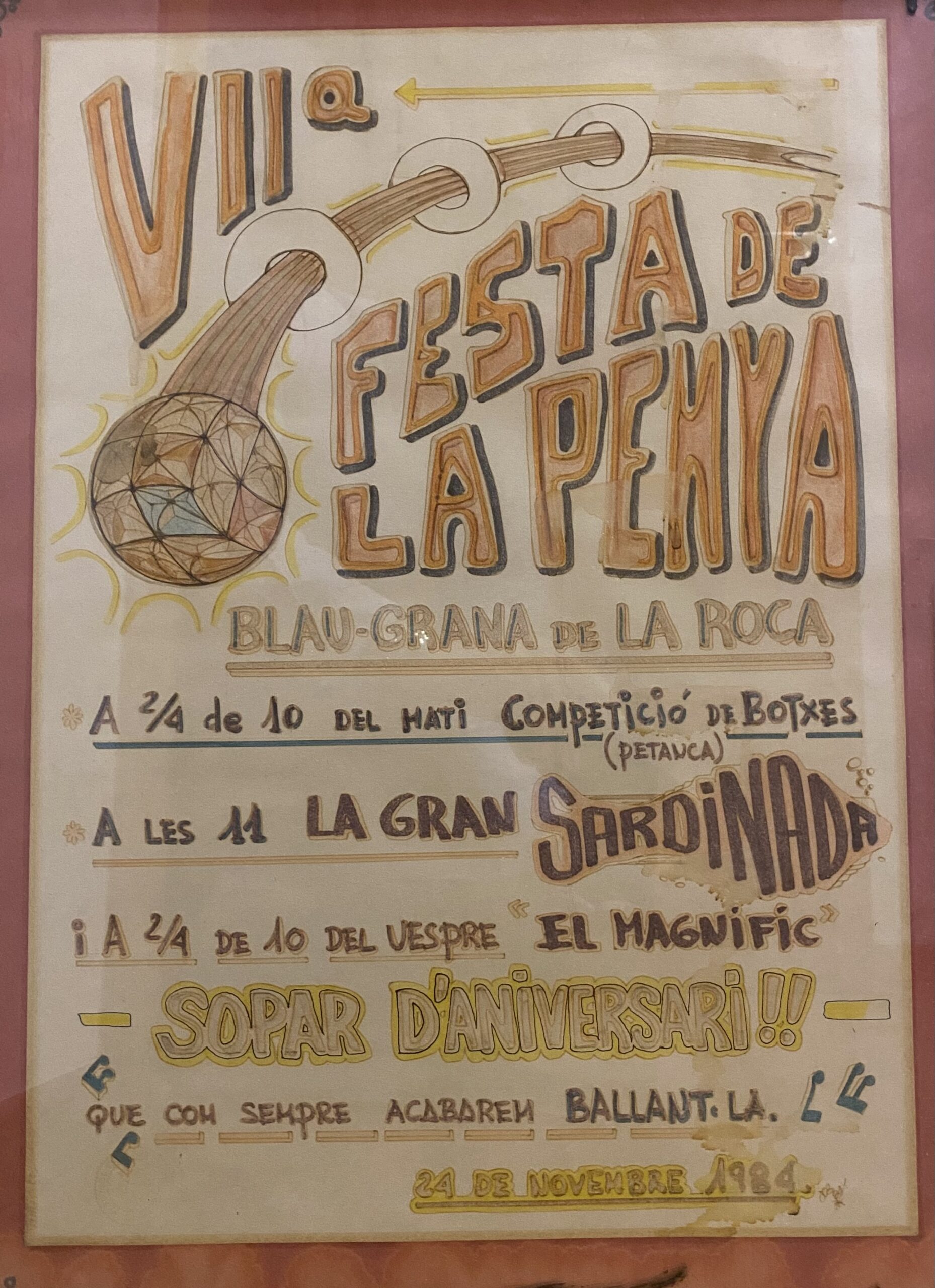 Cartell de la VII Festa de la Penya Blaugrana de la Roca, 24 de novembre de 1984